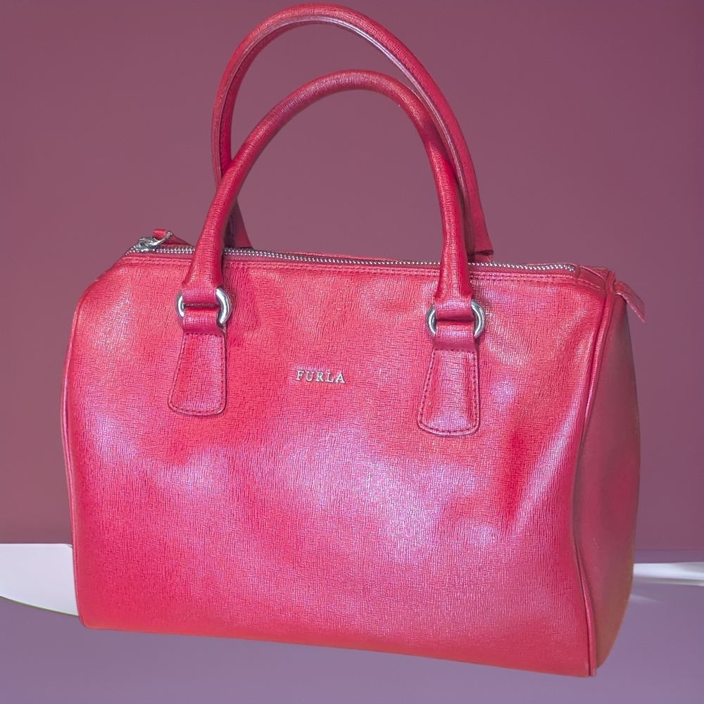Furla Red Leather Boston Handbag